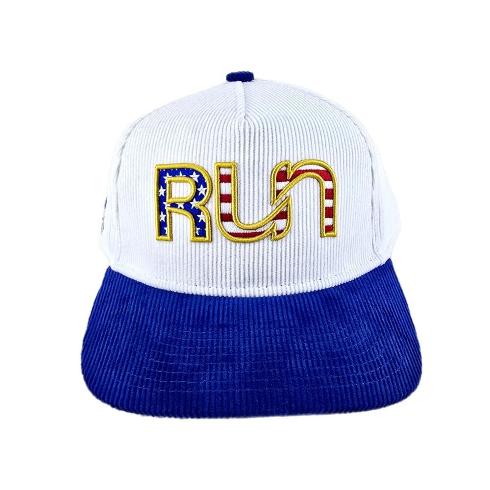 Run Salute To Service Hat Cap Snapback White Corduroy One Size Adjustable